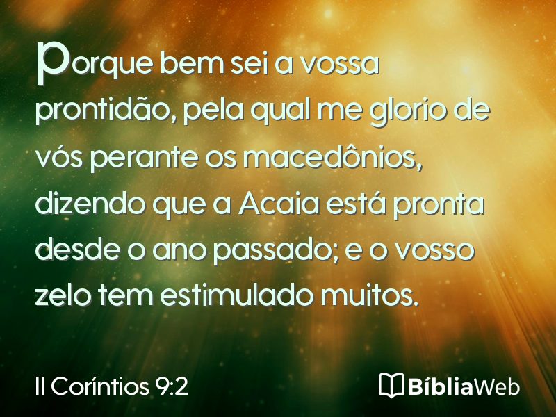 II Coríntios 9:2 em imagem para compartilhar