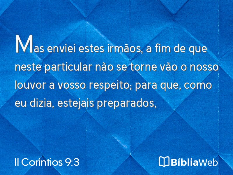 II Coríntios 9:3 em imagem para compartilhar
