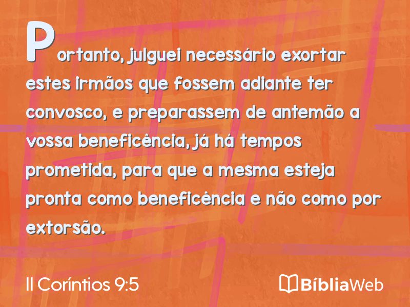 II Coríntios 9:5 em imagem para compartilhar