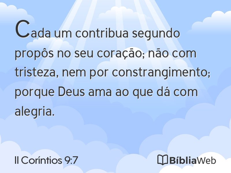 II Coríntios 9:7 em imagem para compartilhar