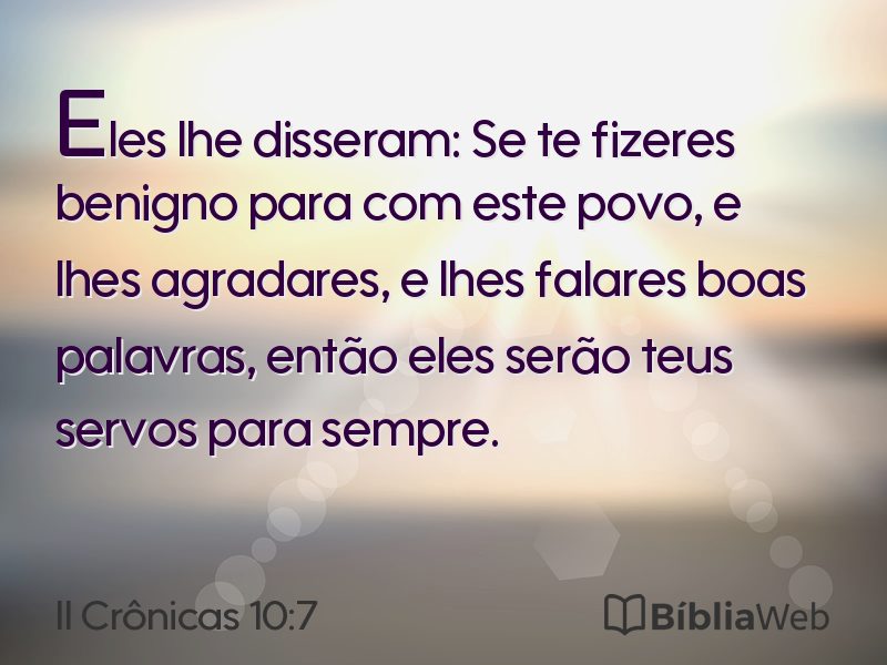 II Crônicas 10:7 em imagem para compartilhar