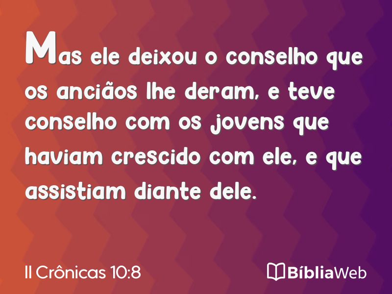 II Crônicas 10:8 em imagem para compartilhar