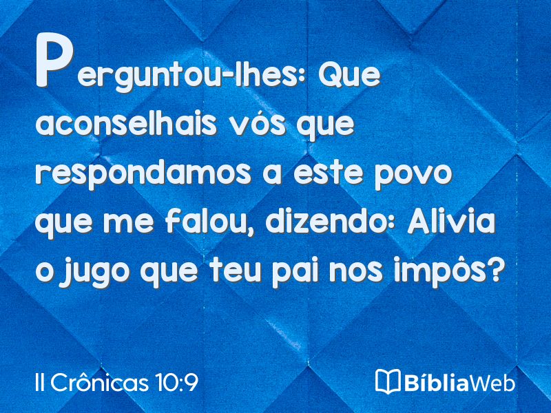 II Crônicas 10:9 em imagem para compartilhar