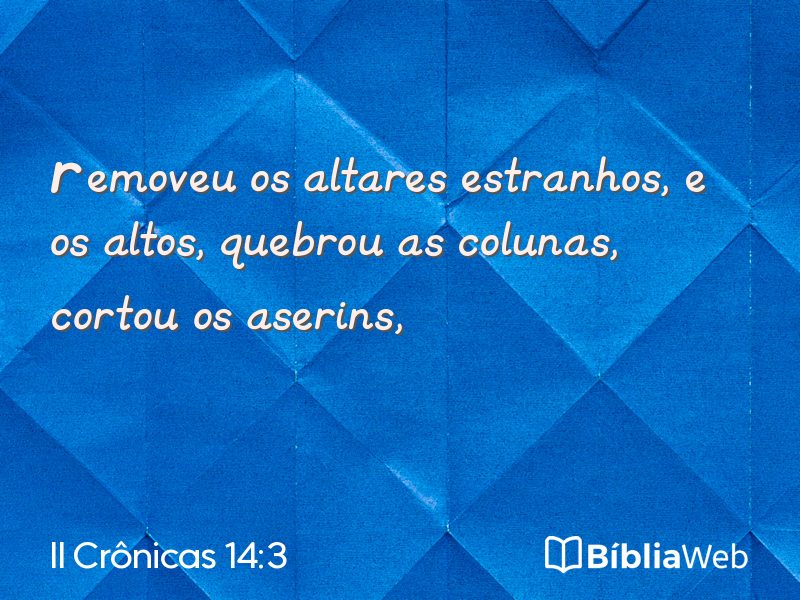 II Crônicas 14:3 em imagem para compartilhar