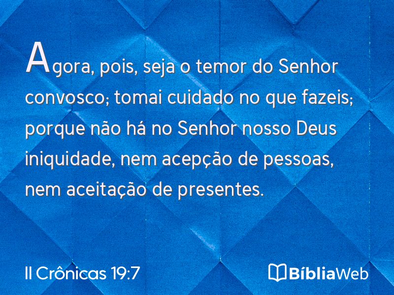 II Crônicas 19:7 em imagem para compartilhar