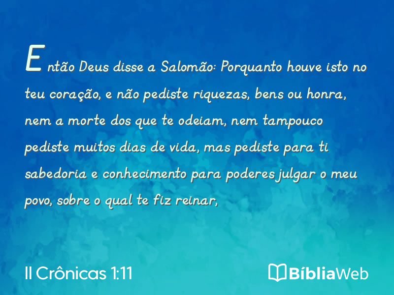 II Crônicas 1:11 em imagem para compartilhar