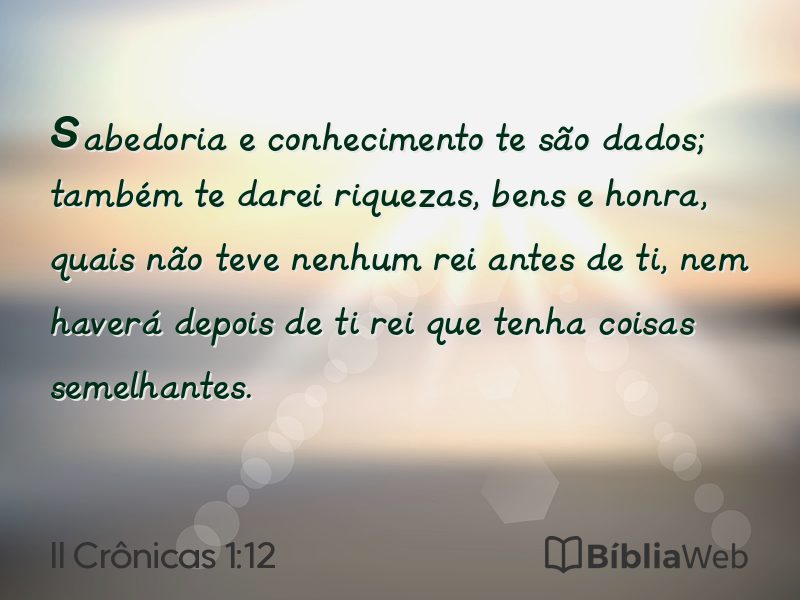 II Crônicas 1:12 em imagem para compartilhar