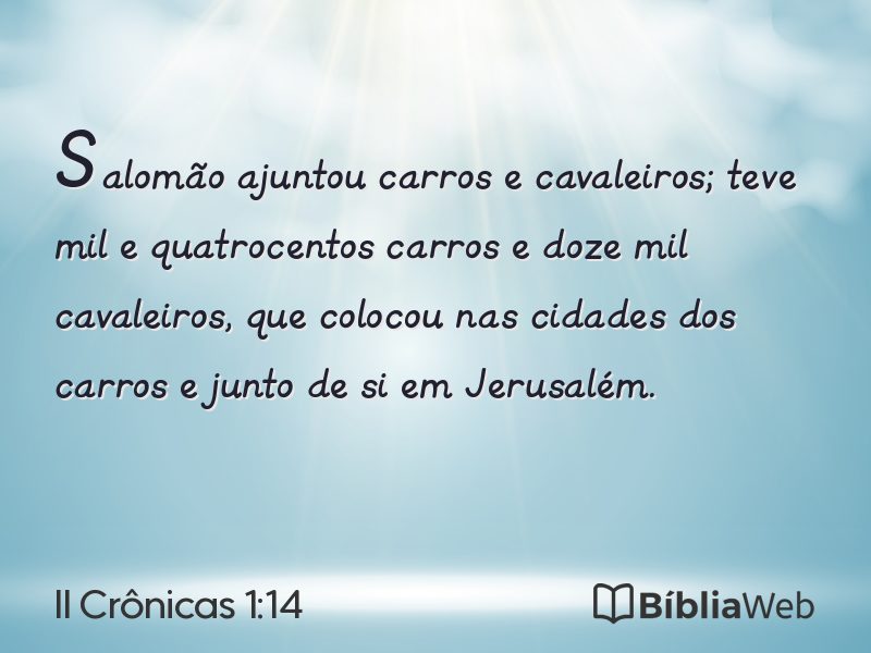 II Crônicas 1:14 em imagem para compartilhar