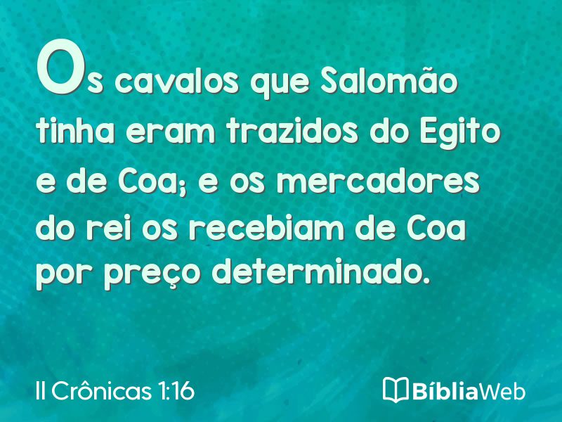 II Crônicas 1:16 em imagem para compartilhar