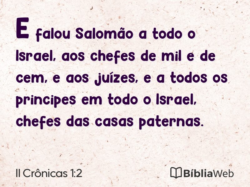 II Crônicas 1:2 em imagem para compartilhar