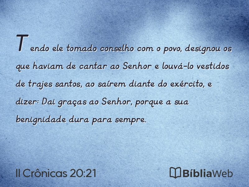 II Crônicas 20:21 em imagem para compartilhar