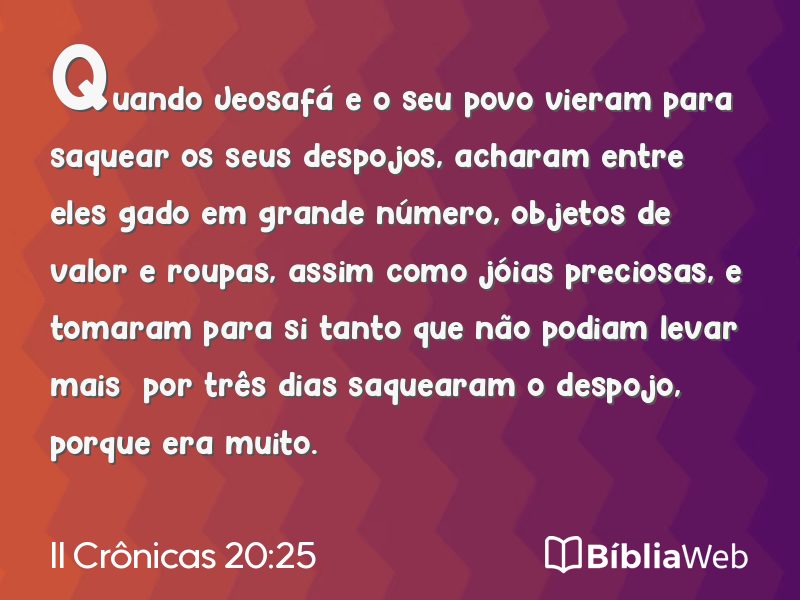 II Crônicas 20:25 em imagem para compartilhar