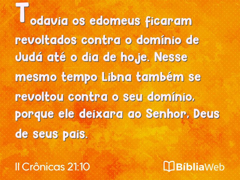 II Crônicas 21:10 em imagem para compartilhar