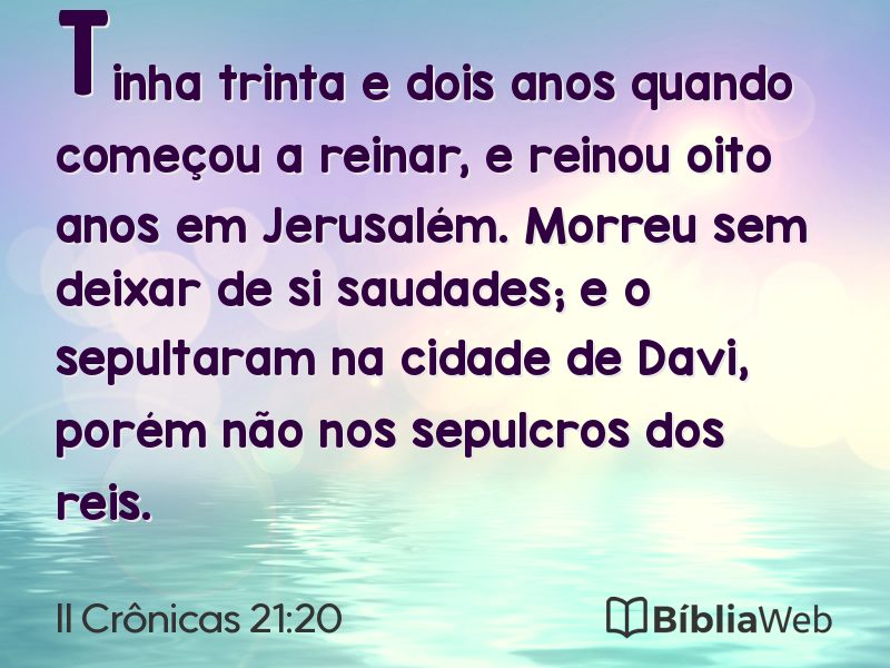 II Crônicas 21:20 em imagem para compartilhar