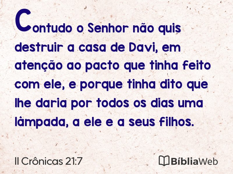 II Crônicas 21:7 em imagem para compartilhar