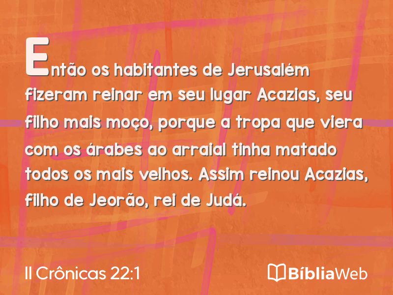 II Crônicas 22:1 em imagem para compartilhar