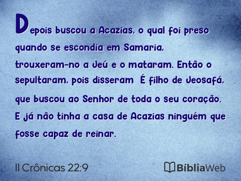 II Crônicas 22:9 em imagem para compartilhar