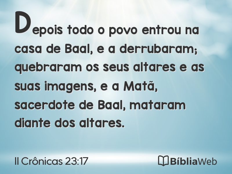 II Crônicas 23:17 em imagem para compartilhar
