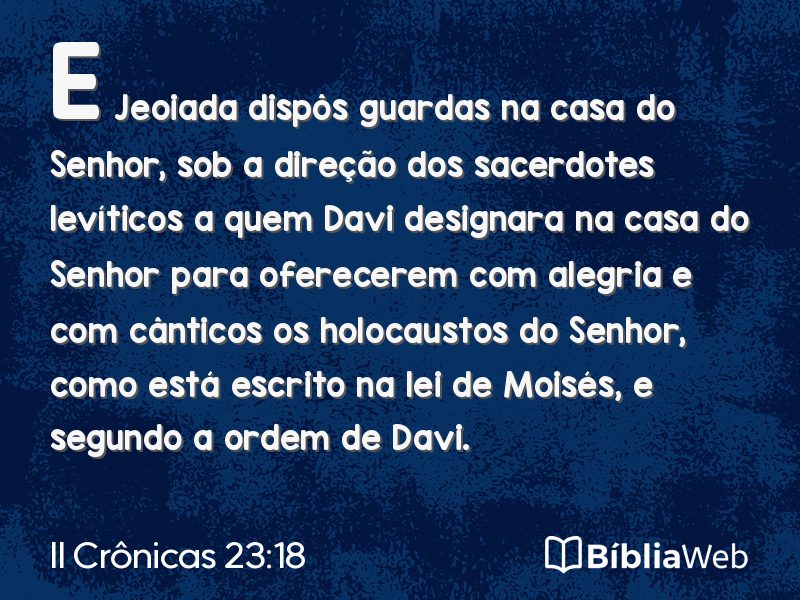 II Crônicas 23:18 em imagem para compartilhar