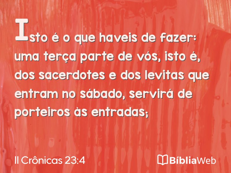 II Crônicas 23:4 em imagem para compartilhar