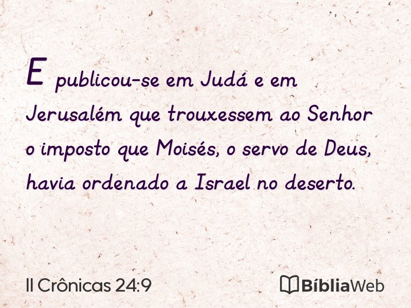 II Crônicas 24:9 em imagem para compartilhar