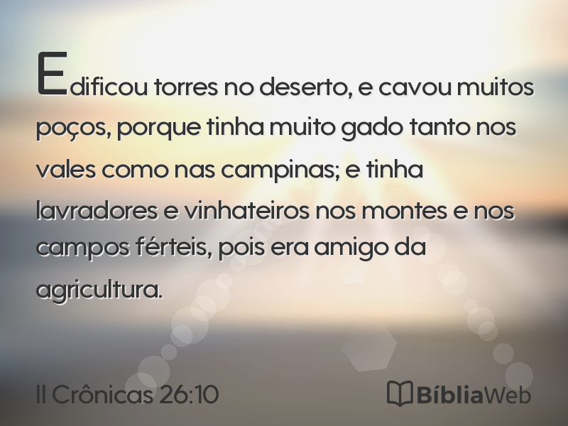 II Crônicas 26:10 em imagem para compartilhar