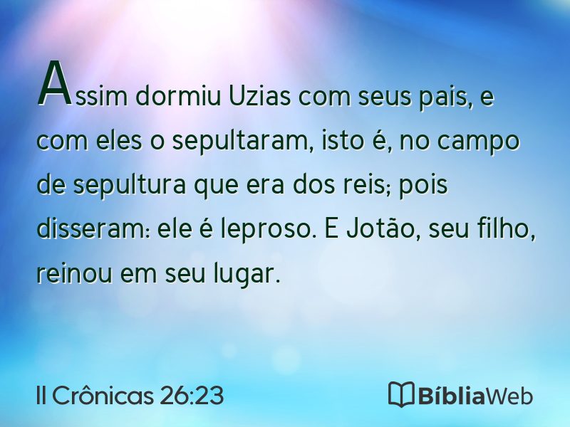 II Crônicas 26:23 em imagem para compartilhar