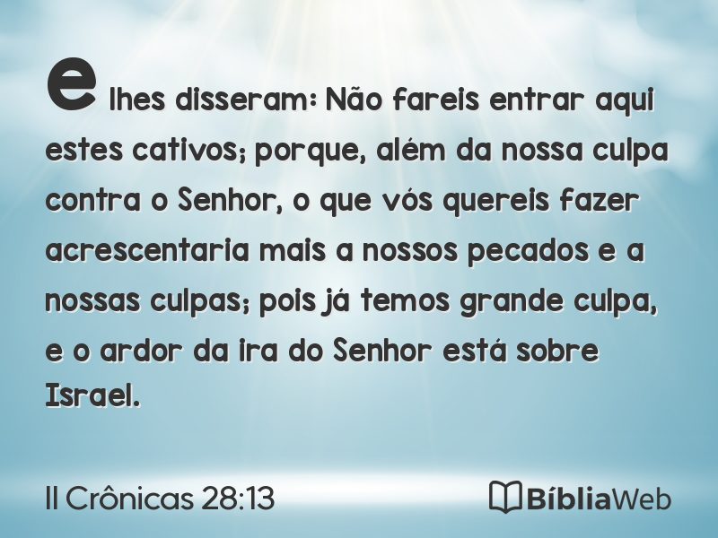 II Crônicas 28:13 em imagem para compartilhar