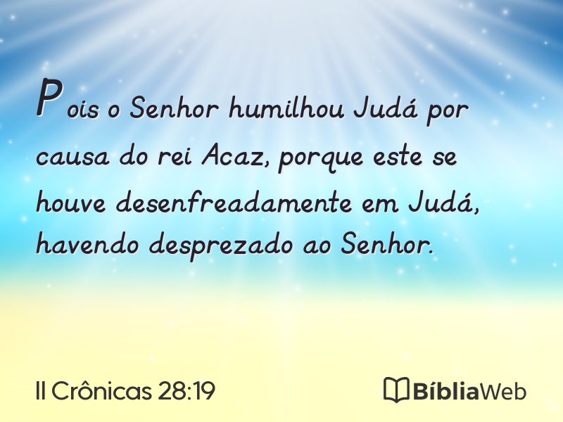 II Crônicas 28:19 em imagem para compartilhar
