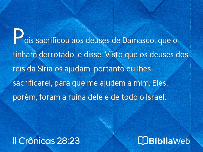 II Crônicas 28:23 em imagem para compartilhar