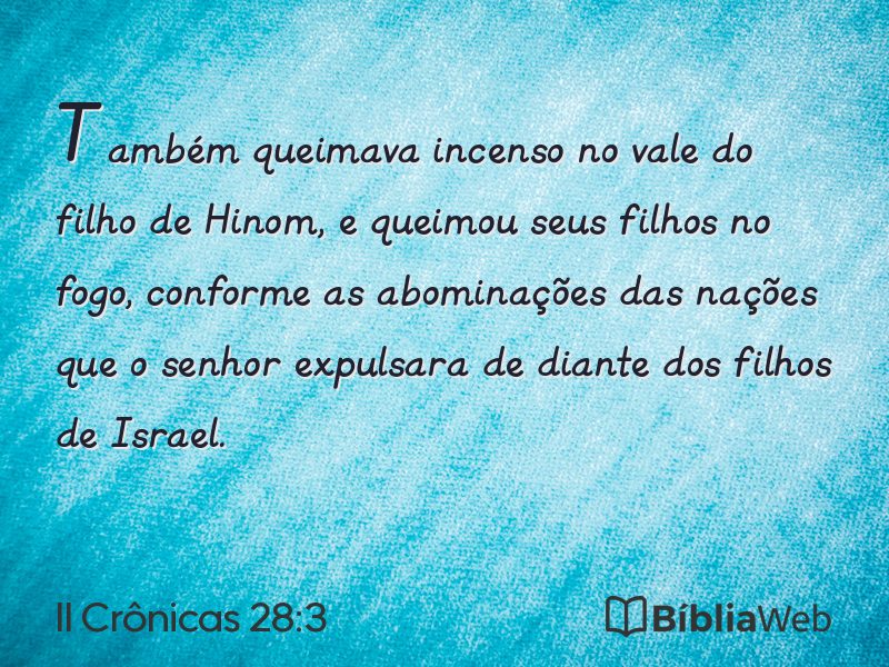 II Crônicas 28:3 em imagem para compartilhar