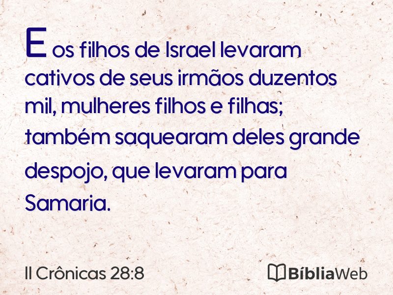 II Crônicas 28:8 em imagem para compartilhar