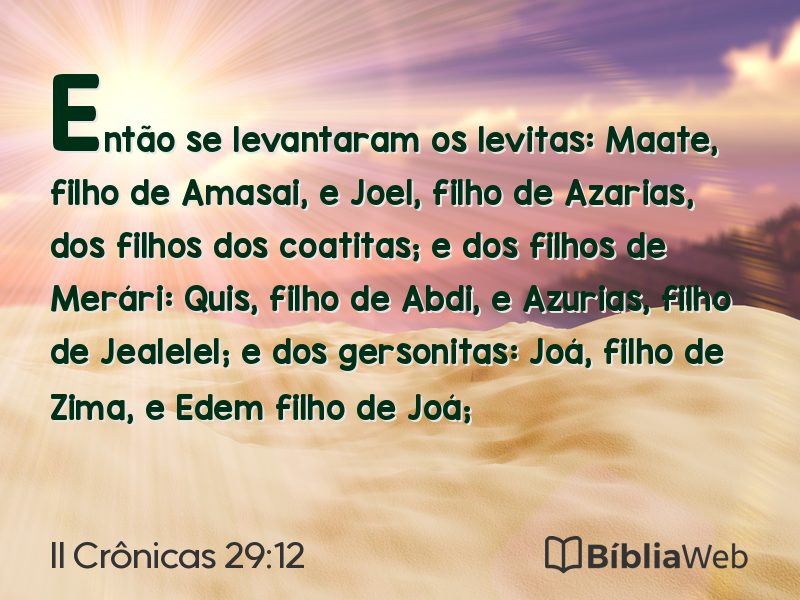 II Crônicas 29:12 em imagem para compartilhar