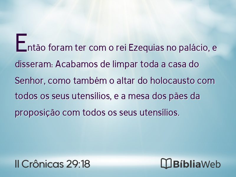 II Crônicas 29:18 em imagem para compartilhar