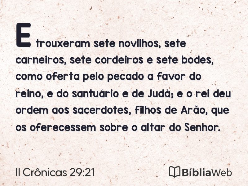 II Crônicas 29:21 em imagem para compartilhar