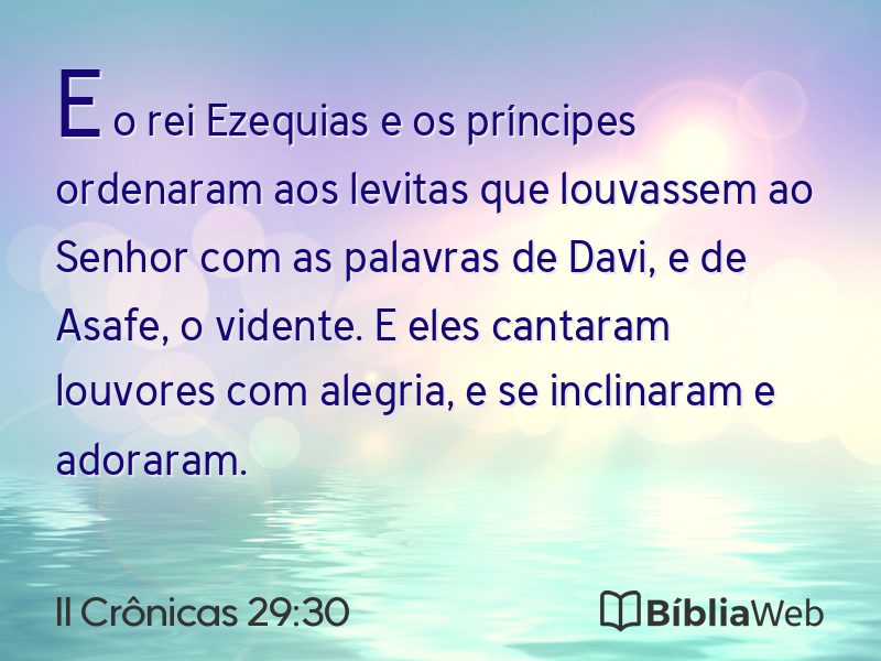 II Crônicas 29:30 em imagem para compartilhar