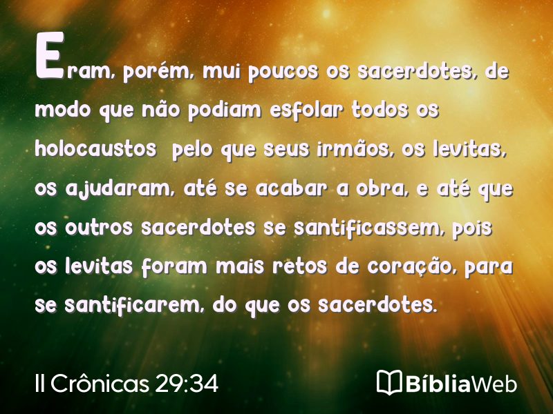 II Crônicas 29:34 em imagem para compartilhar