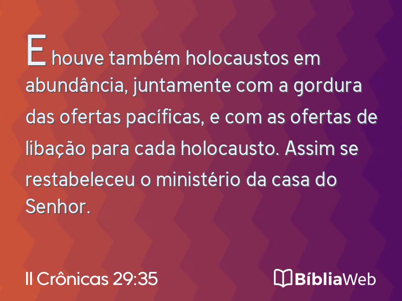 II Crônicas 29:35 em imagem para compartilhar