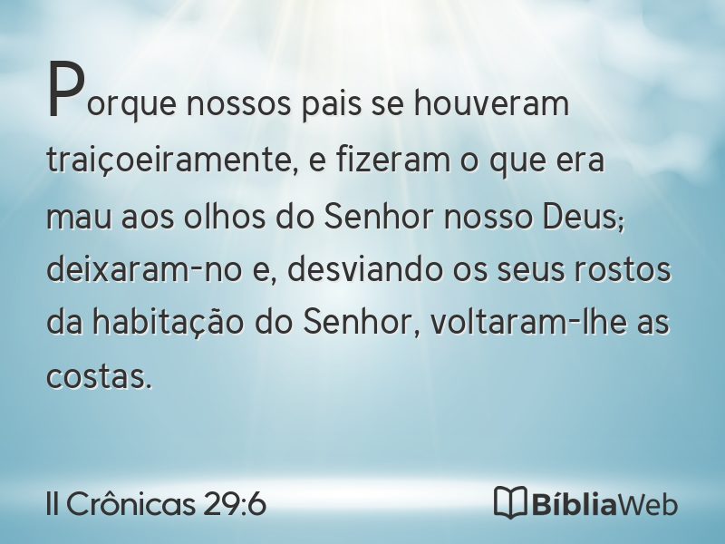 II Crônicas 29:6 em imagem para compartilhar