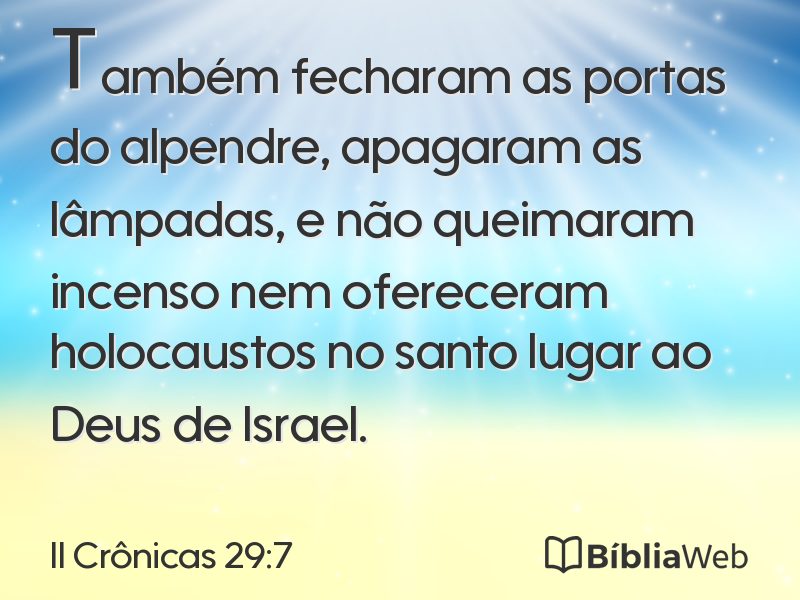 II Crônicas 29:7 em imagem para compartilhar