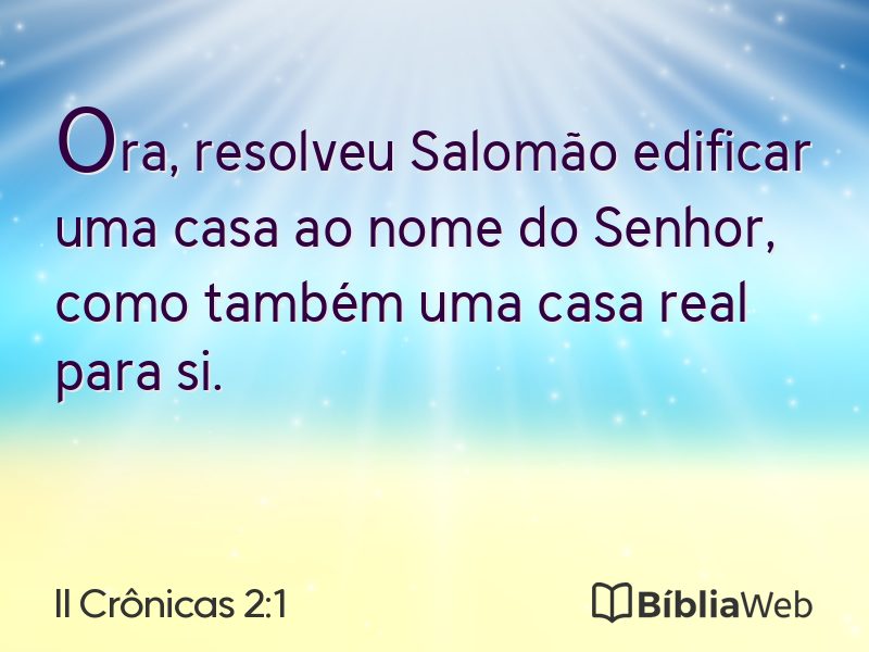 II Crônicas 2:1 em imagem para compartilhar