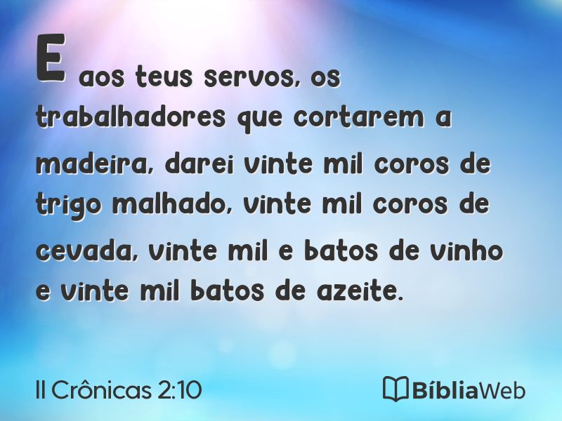 II Crônicas 2:10 em imagem para compartilhar