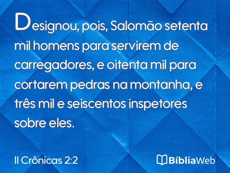 II Crônicas 2:2 em imagem para compartilhar
