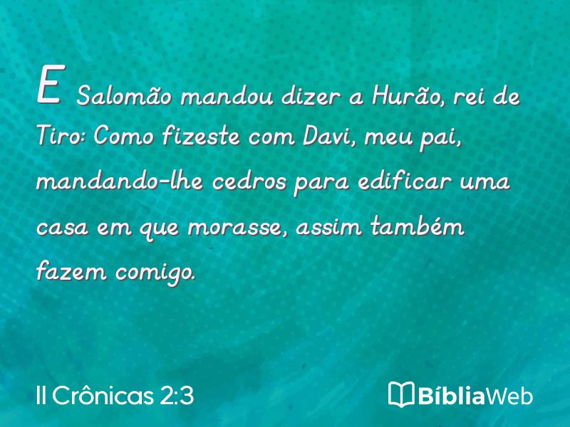 II Crônicas 2:3 em imagem para compartilhar