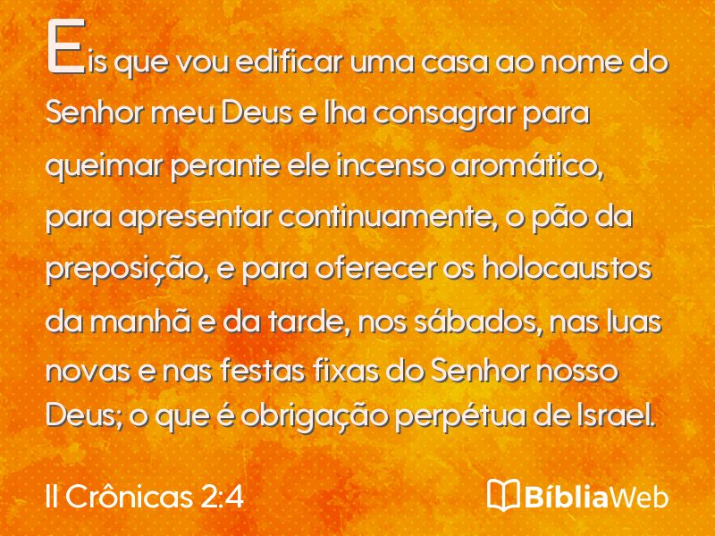 II Crônicas 2:4 em imagem para compartilhar