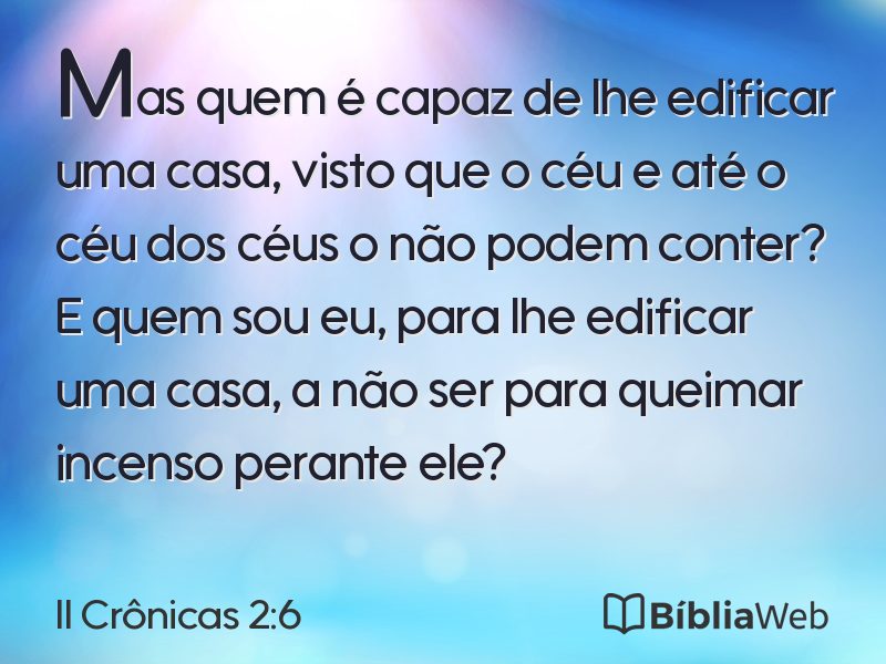 II Crônicas 2:6 em imagem para compartilhar
