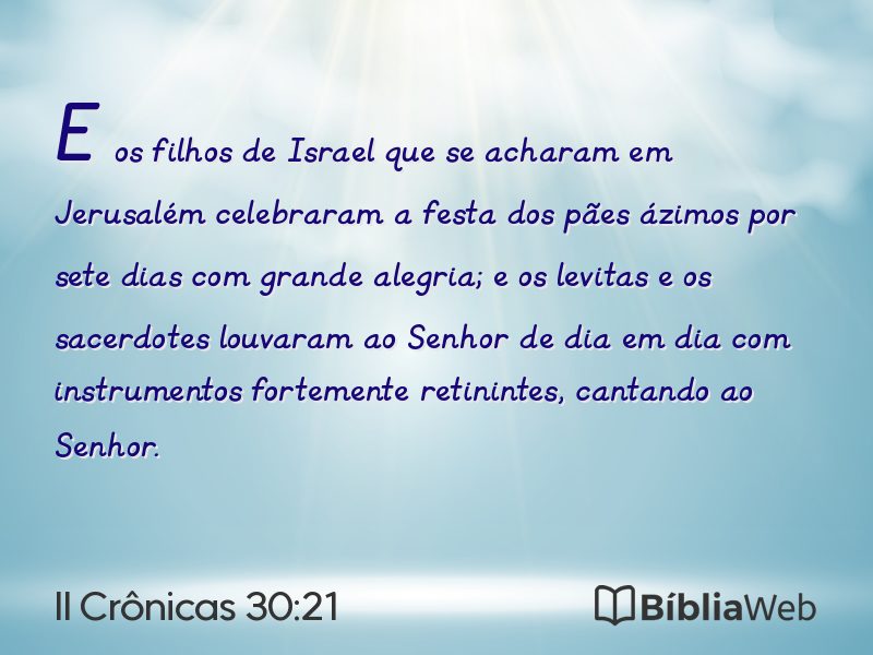 II Crônicas 30:21 em imagem para compartilhar