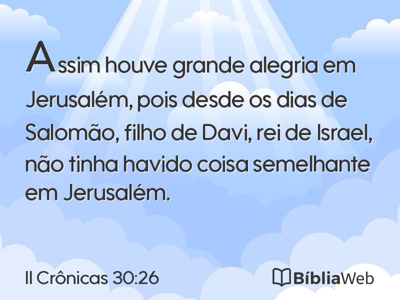 II Crônicas 30:26 em imagem para compartilhar