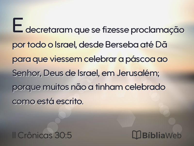 II Crônicas 30:5 em imagem para compartilhar