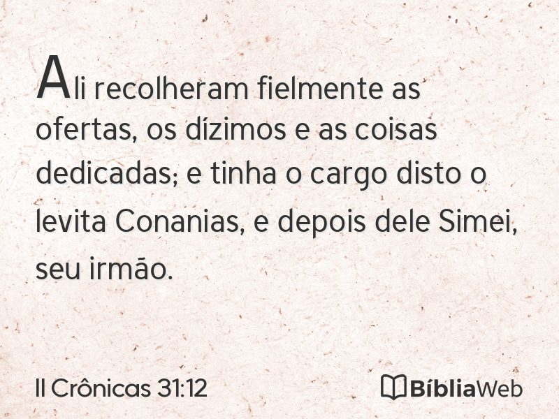 II Crônicas 31:12 em imagem para compartilhar